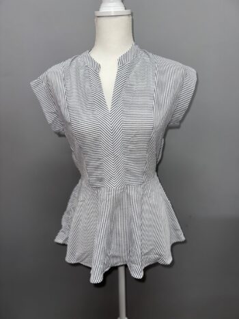 Women’s Stretchy Striped Peplum Blouse Top
