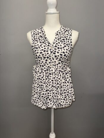 Blue Mood Womens Blouse Top Shirt Black White Animal Print