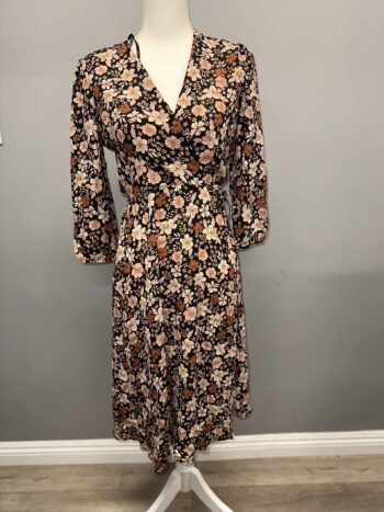 Women's 3/4 Sleeve V-Neck Floral Printed