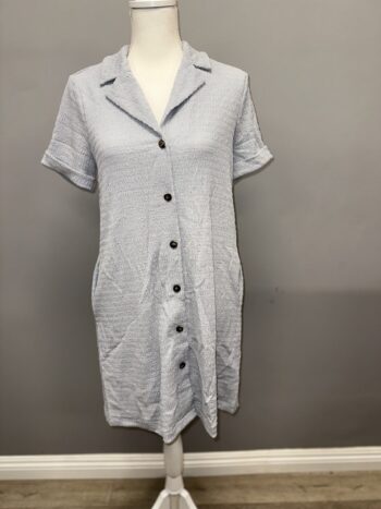casual Summer Shirt Dresses Short Sleeve Summer Solid Color Dress