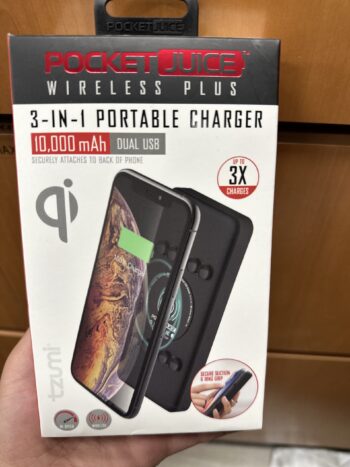 Pocket Juice 10000 mAh Dual USB WIRELESS PLUS 3-in-1 Phone Charger