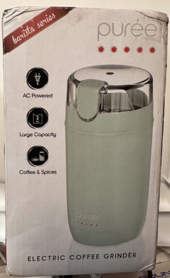 Puree Electric Coffee Grinder, One-Touch Spice, Herb, and Coffee Bean Grinder with Stainless Steel Blades