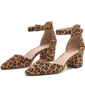 Castamere Womens High Heels Chunky Block Heel Sandals Pointed Toe Ankle Strap Pumps 10CM