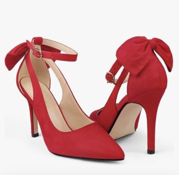 COLETER Womens Bow Knot High Heels Pointed Toe Stiletto Ankle Strap D'Orsay Pumps Bow Evening Dress Shoes size 10 $6