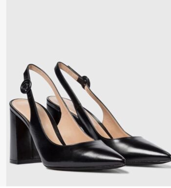 Junayuan Women's Pointed Toe Block Heel Pumps Slingback Chunky Heel Slip On Work Party Dress Shoes