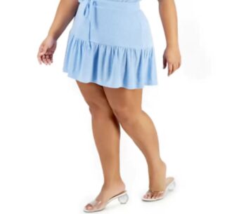 Plus size light blue towel skirt