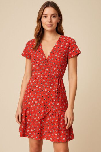 Red floral dress