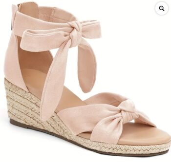 Sandals  High Heels  Open Toe  Bow Tie  Zip Closure  Suede Ankle Strap Shoes with Rope Braided Detail