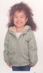 Toddler girls puffer jacket green zip up fuzzy tan inside
