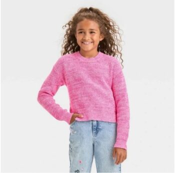 Girls' Pullover Sweater - Cat & Jack™ Bright Pink