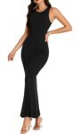 Rooscier Women's Ribbed Knit Crew Neck Slim Fit Sleeveless Bodycon Basic Tank Maxi Dress