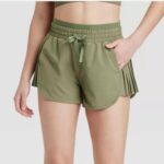 Women's High-Rise Pleated Side Shorts 2.5" Built in Brief JoyLab Olive Green