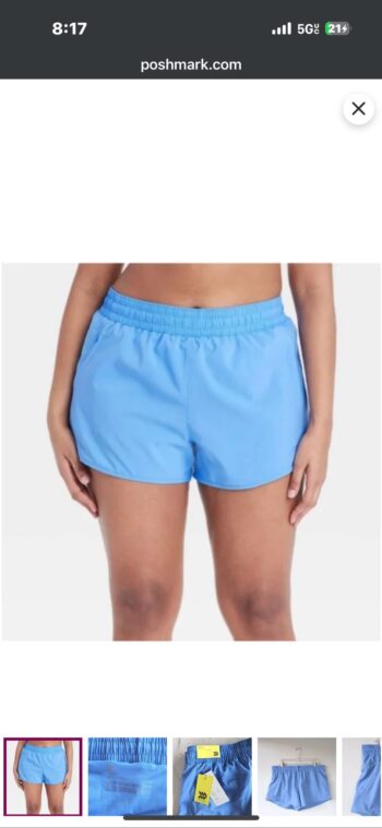 All In Motion Women's Blue Mid Rise 3" Running Shorts