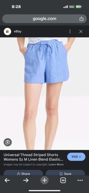 Universal Thread Striped Shorts Womens Linen Blend Elastic