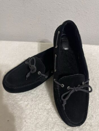 Cole Haan Womens Black  Suede  Driving Loafers