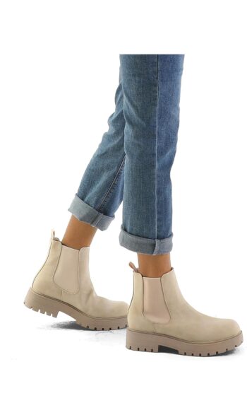 mysoft Women's Chelsea boots Low Heel Slip On Lug Sole Elastic Ankle Booties