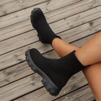 Ankle Boots for Women with Heel, Chunky Low Heel Winter Wide Width Ankle Boots Slip on Elastic Fall Short Ankle Boots for Women Dressy