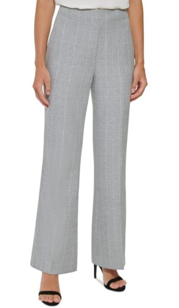 DKNY Women's Petite High-Rise Front-Zip Wide-Leg Pants