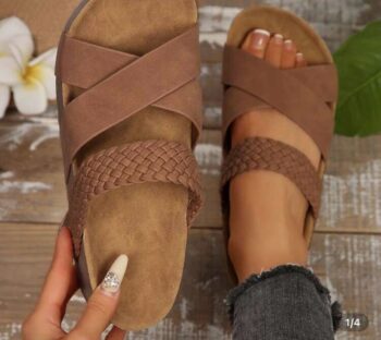 Summer Braided Sandals Wide Fit Thick Bottom Lightweight Sandals For Women