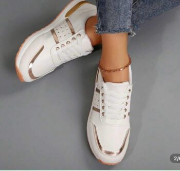 Women's Colorblock Work Shoes – Comfortable Platform Sneakers With Slip-Resistant Sole