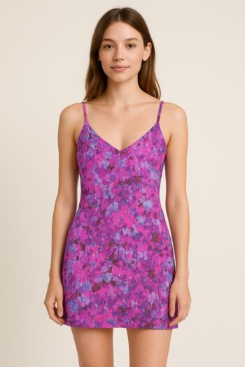 Bar Ill Mini Dress Womens Pink Purple Abstract Lined Sleeveless New