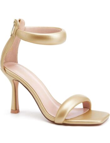 Coutgo Women's One Strap Heeled Sandals Square Open Toe Stiletto Heels Ankle Buckle Strap Summer Pump Shoes