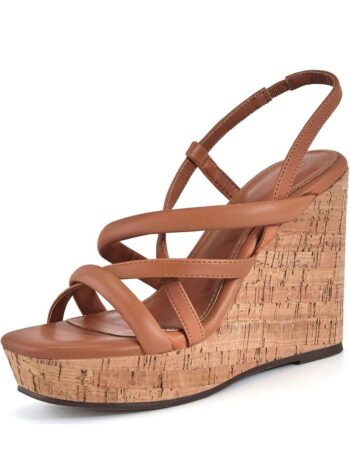 Coutgo Women Platform Wedge Sandals Cork Slingback Wedges Espadrilles Heels Summer Shoes