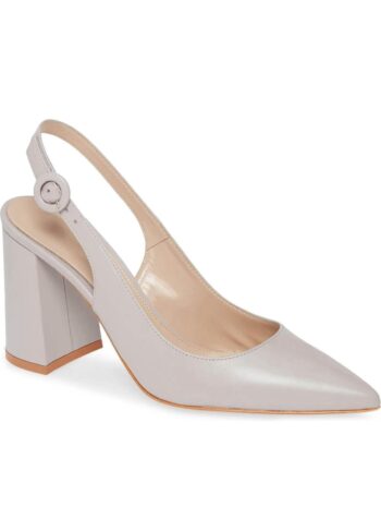 Junayuan Women's Pointed Toe Block Heel Pumps Slingback Chunky Heel Slip On Work Party Dress Shoes