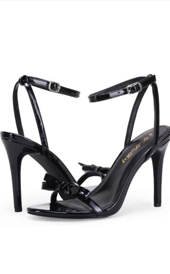 PiePieBuy Womens Bowknot Heeled Sandals Ankle Strap Buckle Open Toe High Stiletto Heel Pump Dress Party Shoes