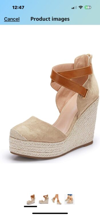 PiePieBuy Womens Wedge Espadrille Ankle Strap Closed Cap Toe Platform Heeled Sandal