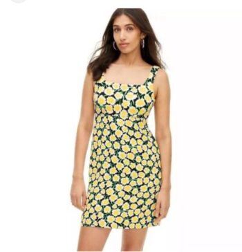 Diane Von FurstenbergYellow & Black Poppy Floral Print Mini Shift Dress