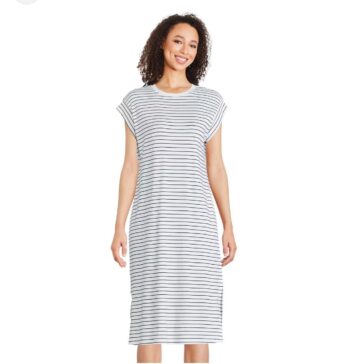 Women's Short Sleeve Midi Shirtdress A New Day Cream/black Striped