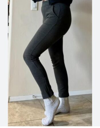 Women's High Waisted Ponte Leggings with Pockets and Side Zipper Split Hem - A New Day™️ Black Heather
