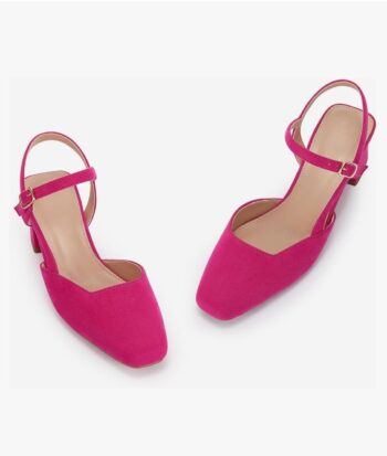 Rilista Women's Slingback Chunky Low Heels Closed Square Toe Heel Wedding Party Dress Pumps Shoes