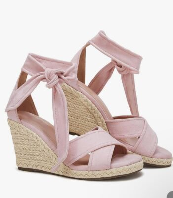 LAICIGO Women's Lace Up Espadrille Wedge Sandals Open Toe Platform Ankle Strap Summer Dress Shoes