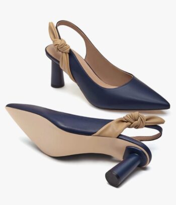 Rilista Women's Slingback Closed Pointed Toe Heels Bowknot Slip On Weding Party Dress Pumps