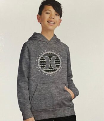 Grey Hurley pullover hoodie youth design in middle