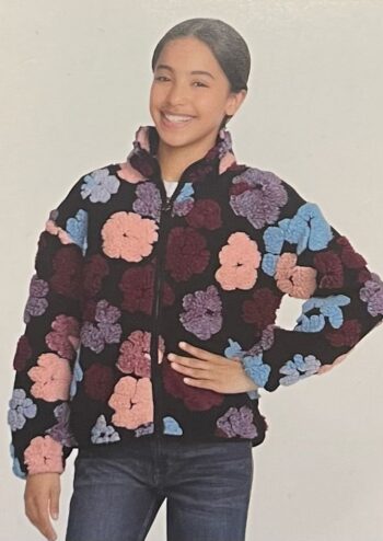 Lucky Youth Shearling Full Zip multi color flower design