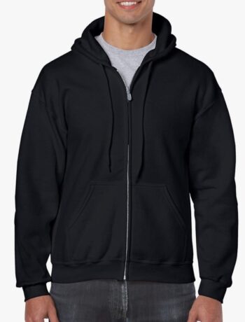 Men's Full Zip Hooded Sweatshirt black oversized