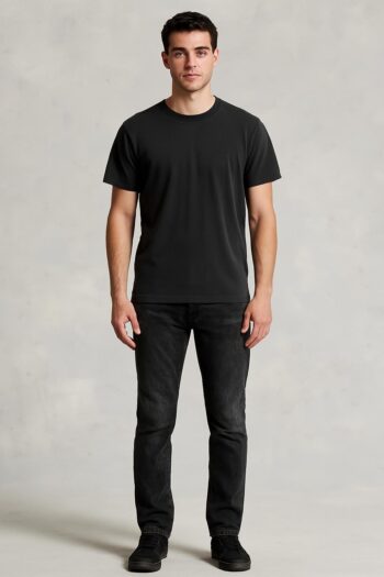 Black washed slim fit jeans.