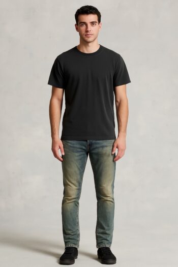 brown blue washed slim fit jeans