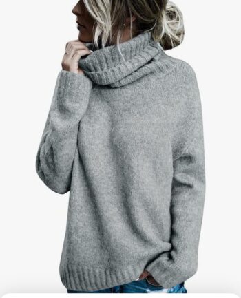 FISACE Womens Oversized Turtleneck Pullover Sweater Cable Knit Long Sleeve Sweater Tops