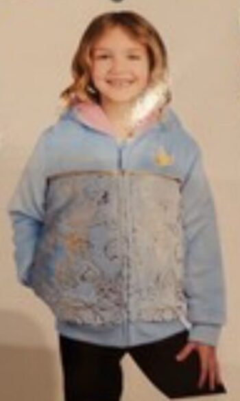 Girls princess light blue pink inside with gold details zip up