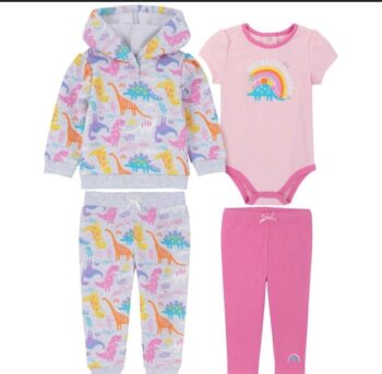 Dinosaur baby and toddler 4 piece pajama set