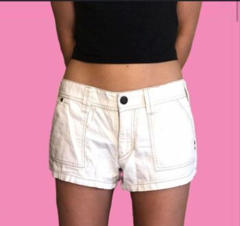Tan khaki design stitching summer shorts