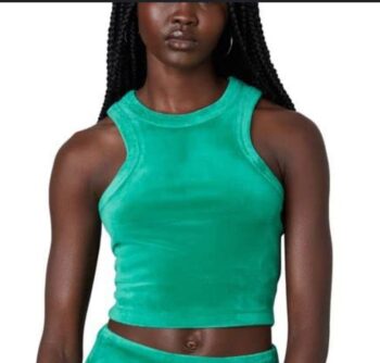 women’s mint green fuzzy sleeveless tank top