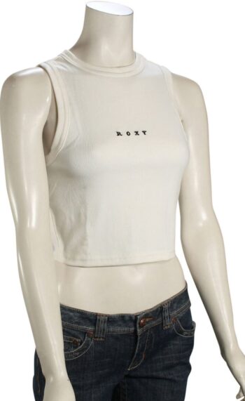 Women’s White Sleeveless tank top ROXY print in middle