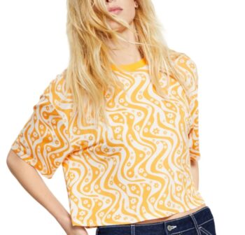 Women’s orange and white design T shirt Top