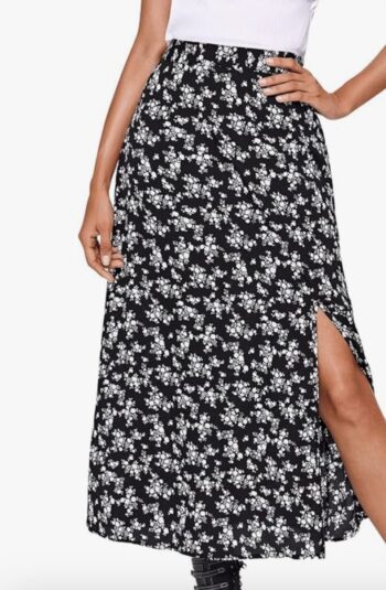 Women's Floral High Waist Midi Skirt