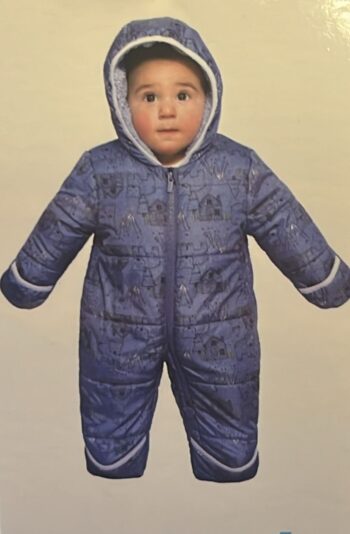 baby snowsuit full zip blue with black details